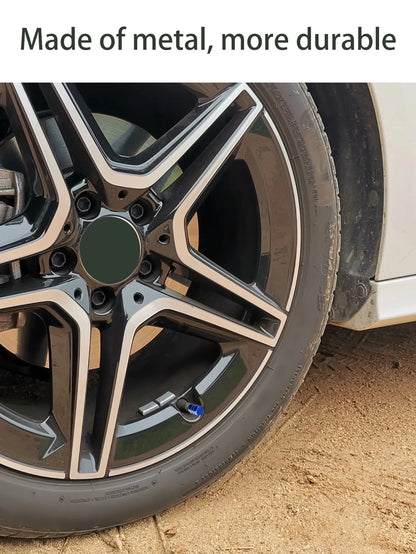 4pcs Blue Valve Stem Caps- Suitable For Car Tires, Car Dust Caps, Tires, Compatible With Toyota Corolla, Accord Accessories, Motorcycles, Trucks, Bicycles, Stylish Valve Stem Covers, Durable And Fash