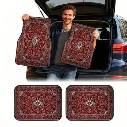 4PCS Bohemian European Style Printed Fashion Minimalist Car Floor Mats, Anti-Slip Stable No Displacement, Durable And Wear-Resistant, All-Season Universal, Practical Car Interior Decoration Accessorie