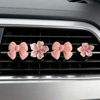 4pcs Car Air Vent Clips, Car Air Freshener Vent Clips, Bowknot And Flower Decor Clips, Interesting And Fashionable Women Car Interior Accessories