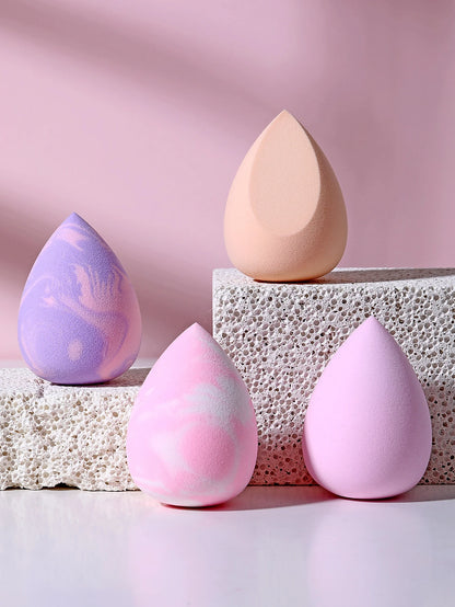 4pcs Egg-Shaped Makeup Sponge Set, Wet & Dry Use, Suitable For Foundation, Concealer, Loose Powder, Portable Bedroom Vanity Travel Essential, Women's Christmas Holiday Gift, Affordable Makeup Accessor