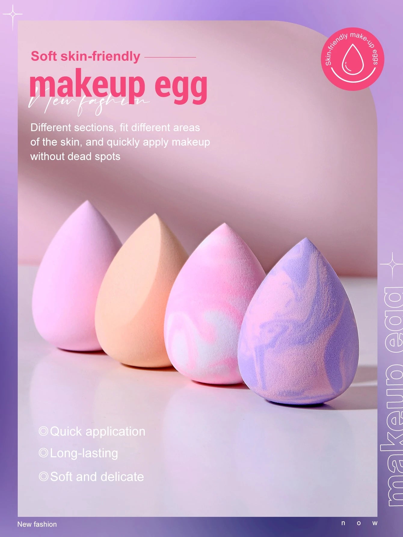 4pcs Egg-Shaped Makeup Sponge Set, Wet & Dry Use, Suitable For Foundation, Concealer, Loose Powder, Portable Bedroom Vanity Travel Essential, Women's Christmas Holiday Gift, Affordable Makeup Accessor