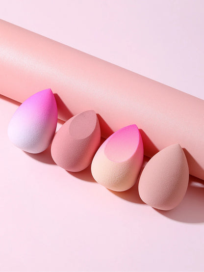 4pcs Egg-Shaped Makeup Sponge Set, Wet & Dry Use, Suitable For Foundation, Concealer, Loose Powder, Portable Bedroom Vanity Travel Essential, Women's Christmas Holiday Gift, Affordable Makeup Accessor