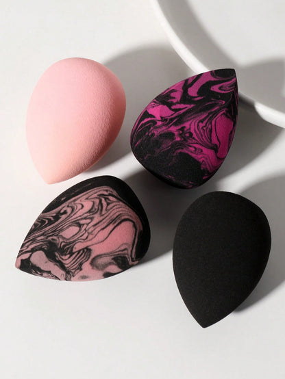 4pcs Egg-Shaped Makeup Sponge Set, Wet & Dry Dual-Use Makeup Sponge For Foundation, Concealer, Loose Powder, Portable Bedroom Vanity Travel Essential, Affordable Makeup Accessory, Christmas Holiday Wo