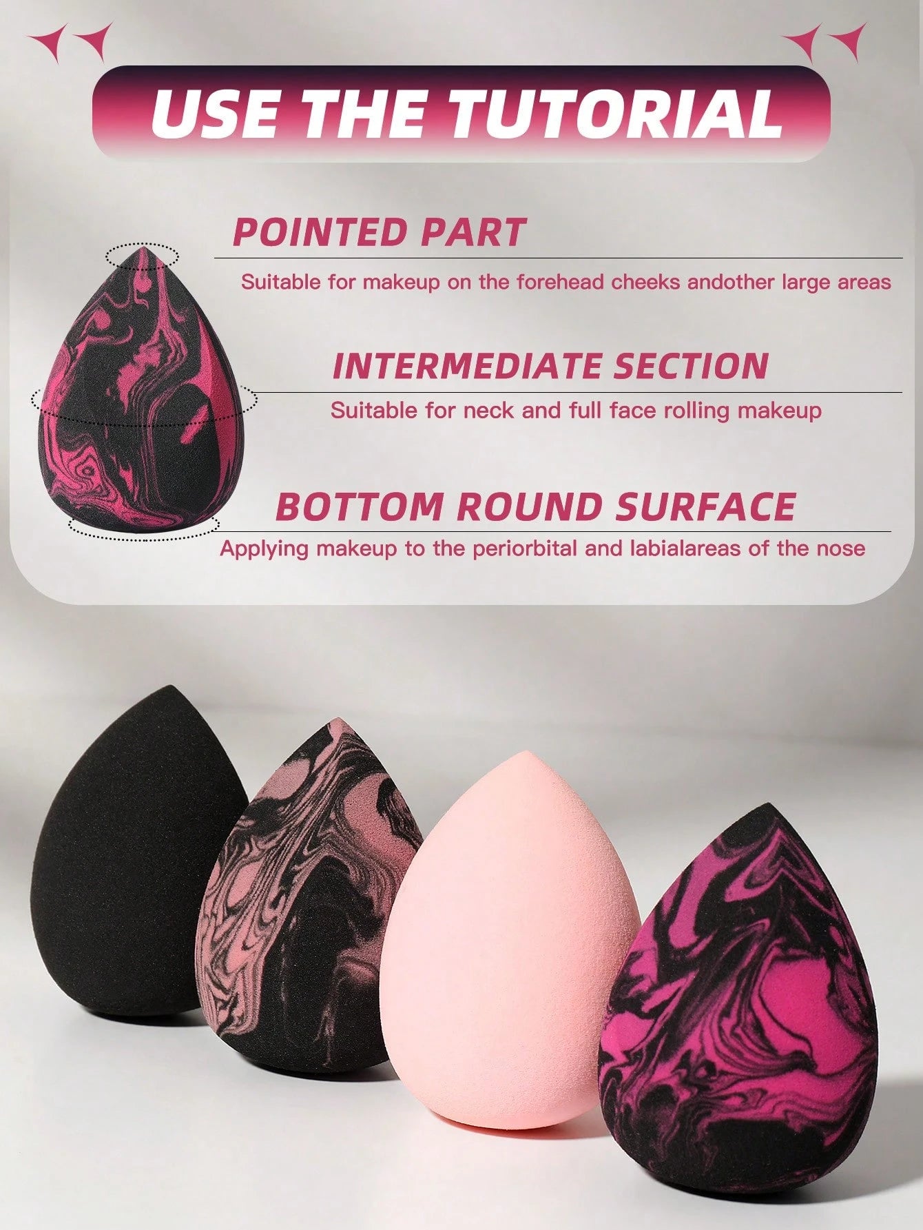 4pcs Egg-Shaped Makeup Sponge Set, Wet & Dry Dual-Use Makeup Sponge For Foundation, Concealer, Loose Powder, Portable Bedroom Vanity Travel Essential, Affordable Makeup Accessory, Christmas Holiday Wo