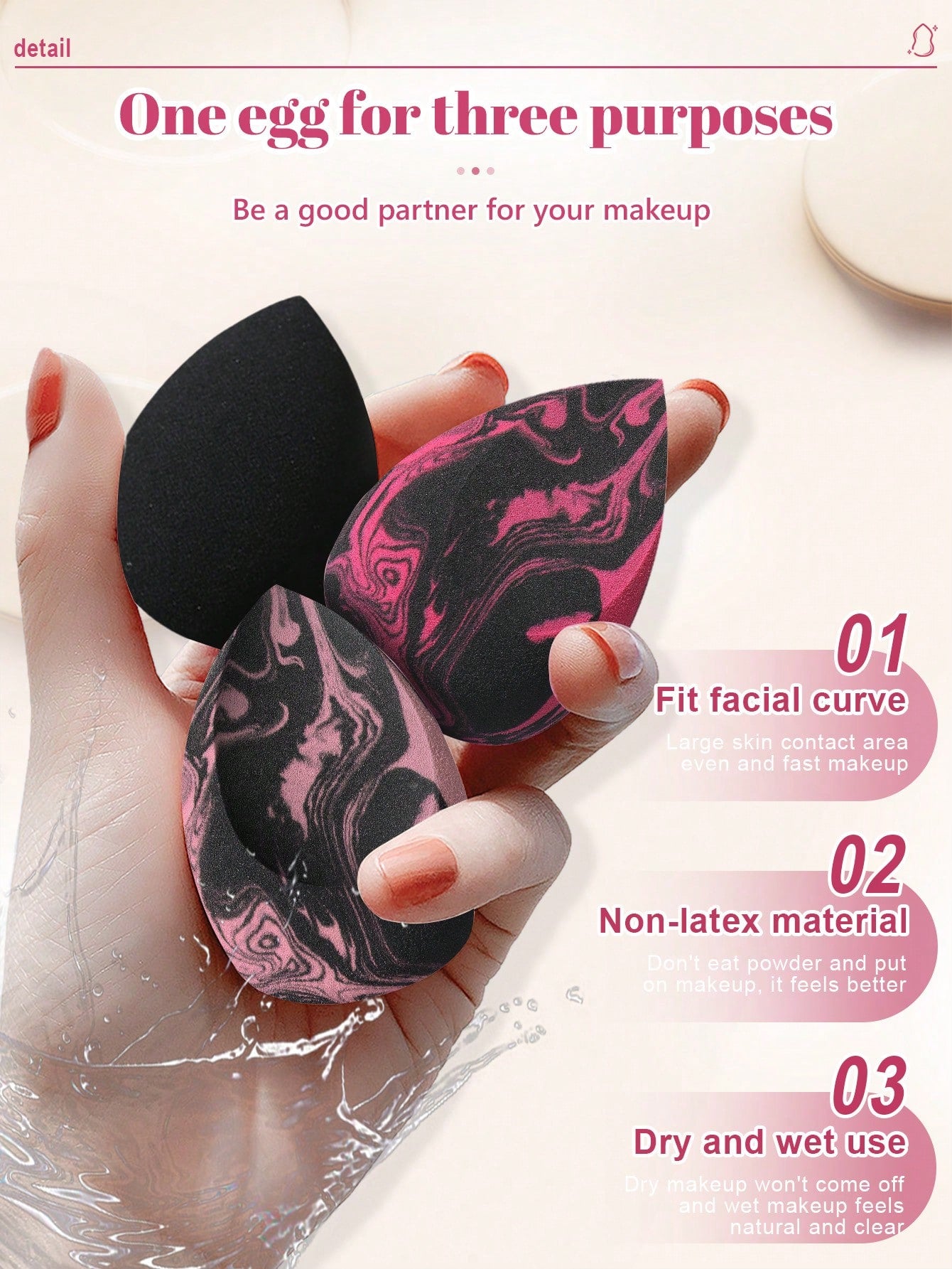 4pcs Egg-Shaped Makeup Sponge Set, Wet & Dry Dual-Use Makeup Sponge For Foundation, Concealer, Loose Powder, Portable Bedroom Vanity Travel Essential, Affordable Makeup Accessory, Christmas Holiday Wo