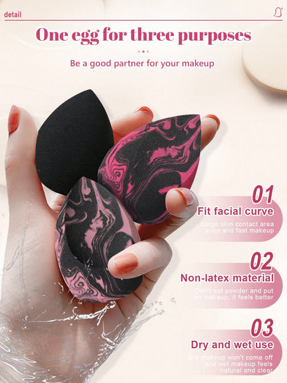 4pcs Egg-Shaped Makeup Sponge Set, Wet & Dry Dual-Use Makeup Sponge For Foundation, Concealer, Loose Powder, Portable Bedroom Vanity Travel Essential, Affordable Makeup Accessory, Christmas Holiday Wo