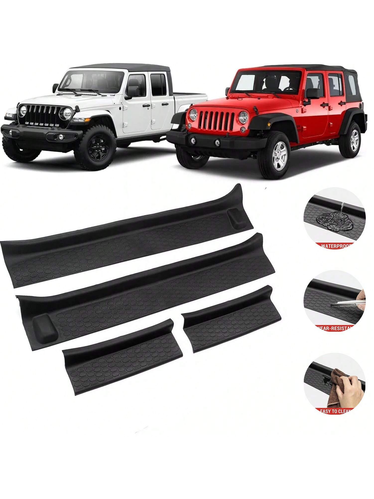 4pcs For Gladiator JT 2020+ Accessories Door Sill Guards Scuff Plate Cover