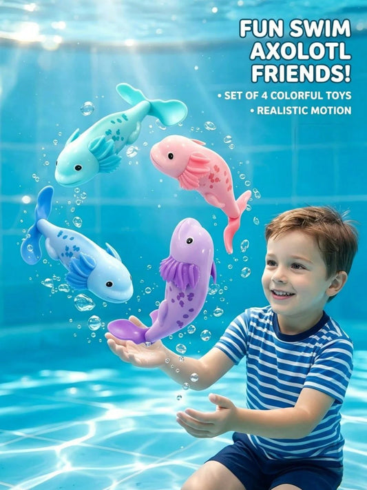 4pcs Kids Hexagon Dinosaur Axolotl Diving Water Toys, Cartoon Ocean Animal Diving Water Toys For Children, Including Crab, Shark, Seahorse, Turtle And Other Underwater Creature Designs, Can Be Thrown