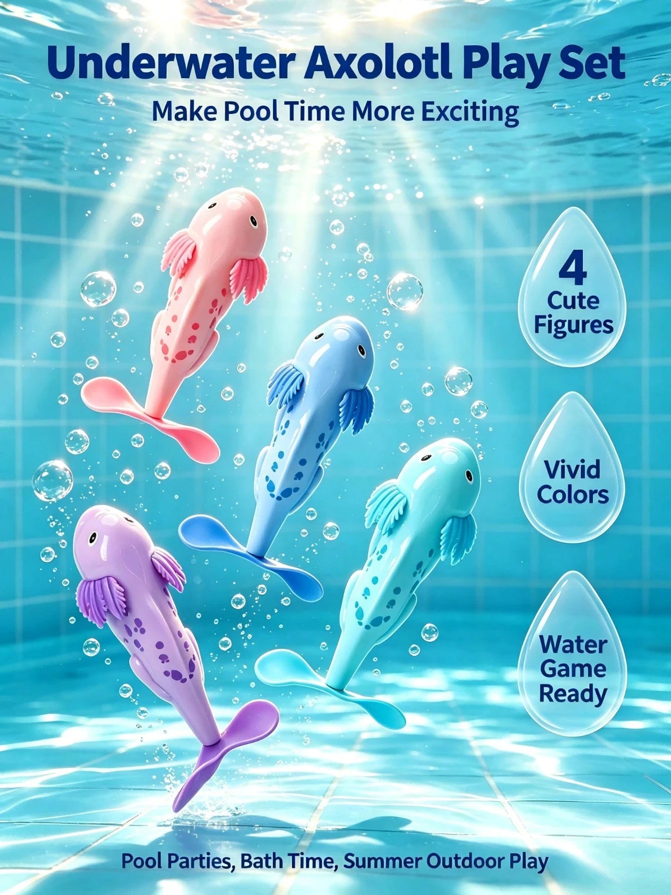 4pcs Kids Hexagon Dinosaur Axolotl Diving Water Toys, Cartoon Ocean Animal Diving Water Toys For Children, Including Crab, Shark, Seahorse, Turtle And Other Underwater Creature Designs, Can Be Thrown