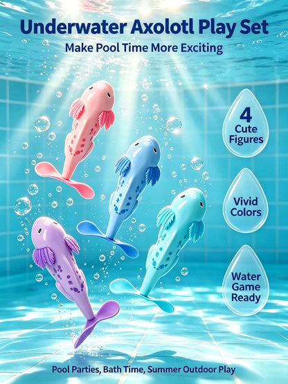 4pcs Kids Hexagon Dinosaur Axolotl Diving Water Toys, Cartoon Ocean Animal Diving Water Toys For Children, Including Crab, Shark, Seahorse, Turtle And Other Underwater Creature Designs, Can Be Thrown