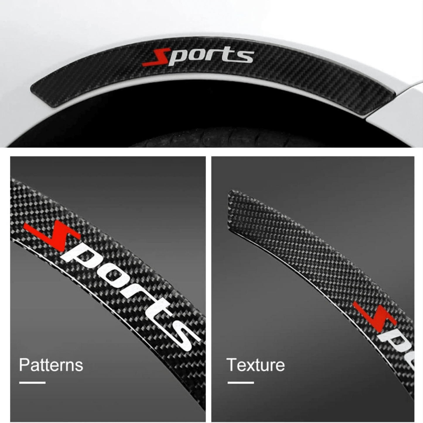 4pcs New Car Wheel Arch Anti-Collision Strips Modified With Carbon Fiber Front And Rear Wheel Arch Stickers, Scratch Resistant And Wear-Resistant, Providing Unbeatable Protection, Showcasing Unique St