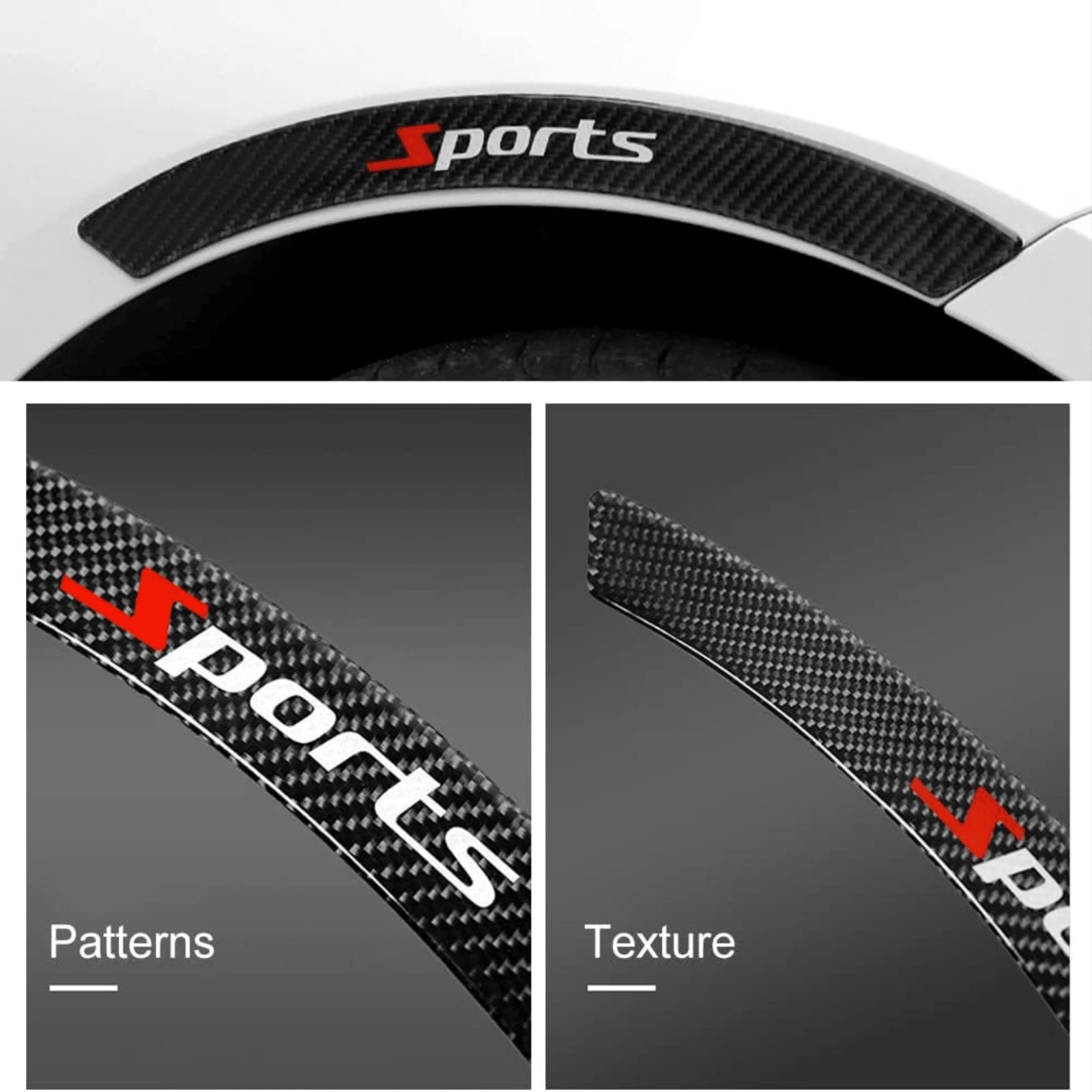 4pcs New Car Wheel Arch Anti-Collision Strips Modified With Carbon Fiber Front And Rear Wheel Arch Stickers, Scratch Resistant And Wear-Resistant, Providing Unbeatable Protection, Showcasing Unique St