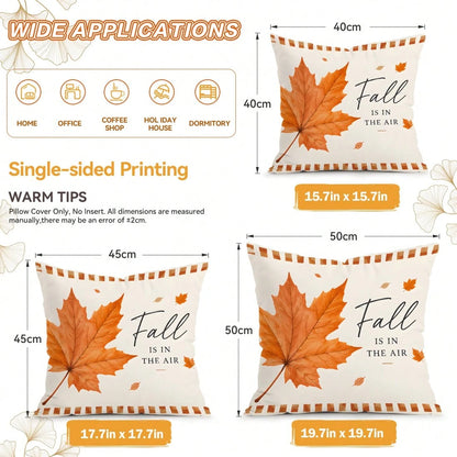 4pcs Orange Plaid Striped Autumn Text Pumpkin Pattern Pillow Covers, Single-Sided Printed Pillow Covers, Suitable For Living Room Bedroom Home Decor, All Season Pillow Covers