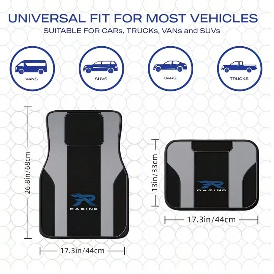 4pcs Premium Car Floor Mats- Crystal Velvet Material, Easy To Clean, Front & Rear Seat Mat Set, Suitable For Trucks, Sedans & SUVs, Anti-Mud & Snow, All-Weather, Easy Installation