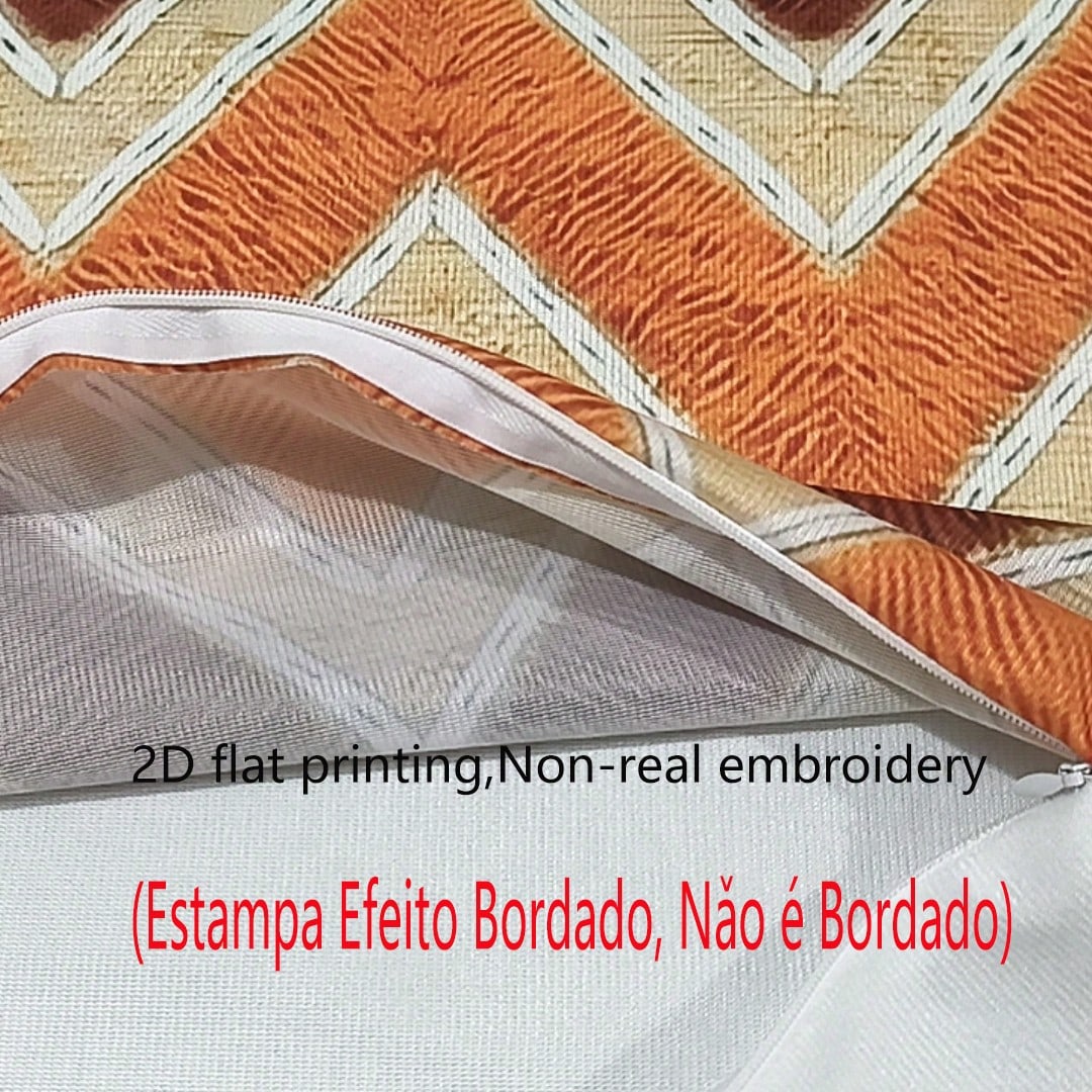 4pcs Set Flat Print Faux Woven Texture Pillow Covers, Vintage Style Orange & Brown Geometric Throw Pillows, Suitable For Sofa, Bedroom; Only Pillowcase For, Pillow Insert Not Included, 45*45cm (17.72