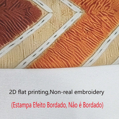 4pcs Set Flat Print Faux Woven Texture Pillow Covers, Vintage Style Orange & Brown Geometric Throw Pillows, Suitable For Sofa, Bedroom; Only Pillowcase For, Pillow Insert Not Included, 45*45cm (17.72