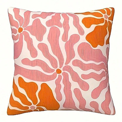 4pcs Set Groovy Floral Polyester Pillow Covers- Bold Colorful Modern Abstract Floral Print Decorative Cushion Covers, 45x45cm Square Zipper Closure, Washable, For Home Decor, Living Room, Bedroom, Ou