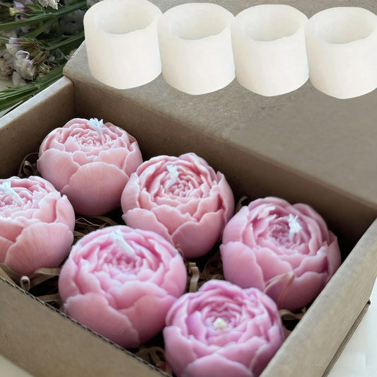 4pcs Silicone Molds For Making 3D Flower Shaped Candles, Rose Petal Shape, Suitable For Various Projects, Soap, Plaster And Resin. Ideal For Decorating Candle Cups And Enhancing Home Or Wedding Decor