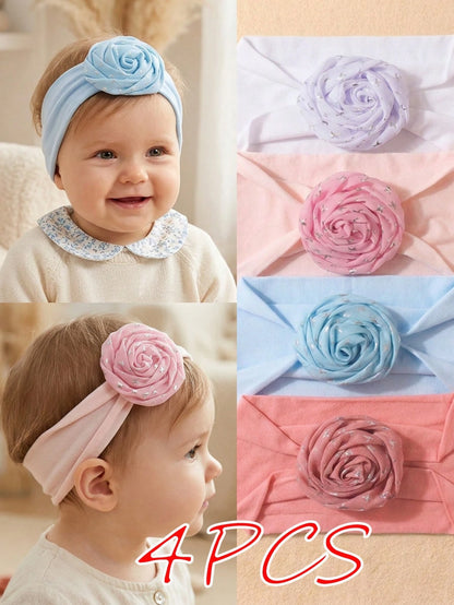 4PCS Soft Skin-Friendly Cute Baby Headband Set For Girls, Suitable For Daily Wear In All Seasons