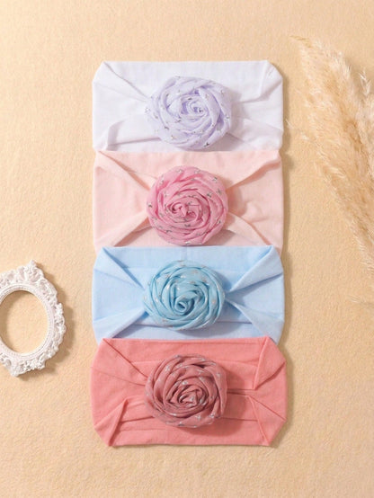 4PCS Soft Skin-Friendly Cute Baby Headband Set For Girls, Suitable For Daily Wear In All Seasons