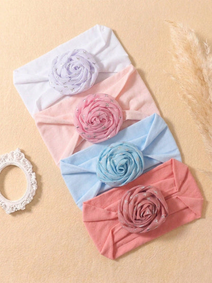 4PCS Soft Skin-Friendly Cute Baby Headband Set For Girls, Suitable For Daily Wear In All Seasons