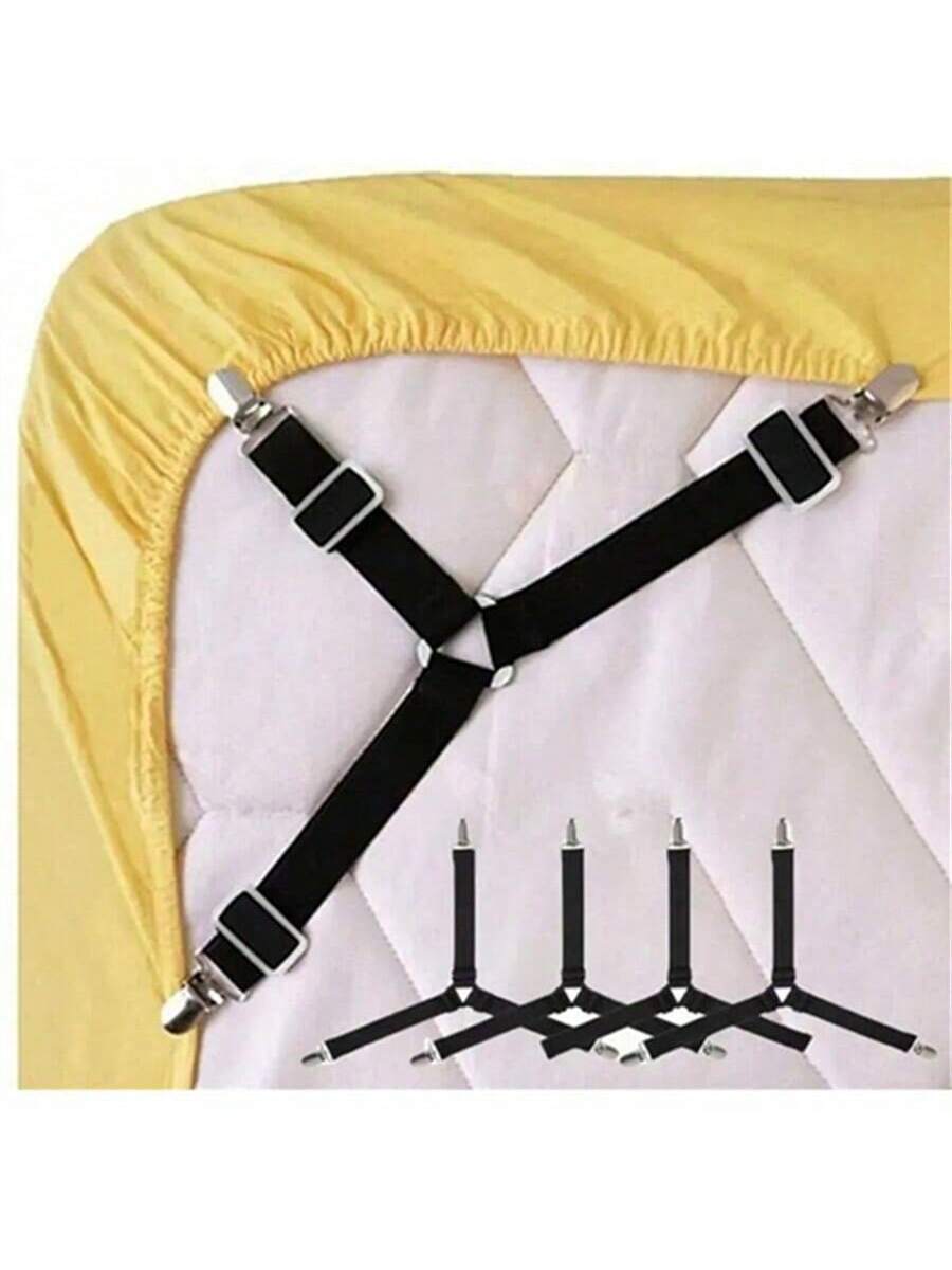 4pcs Triangle Adjustable Elastic Bed Sheet Clips, Sofa Bed Sheet Fasteners, Tablecloth Clips, Non-Slip Bed Sheet Holders