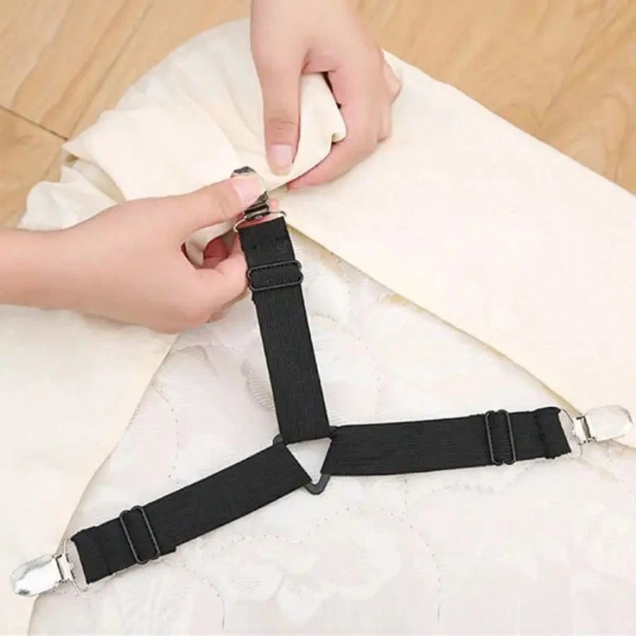 4pcs Triangle Adjustable Elastic Bed Sheet Clips, Sofa Bed Sheet Fasteners, Tablecloth Clips, Non-Slip Bed Sheet Holders