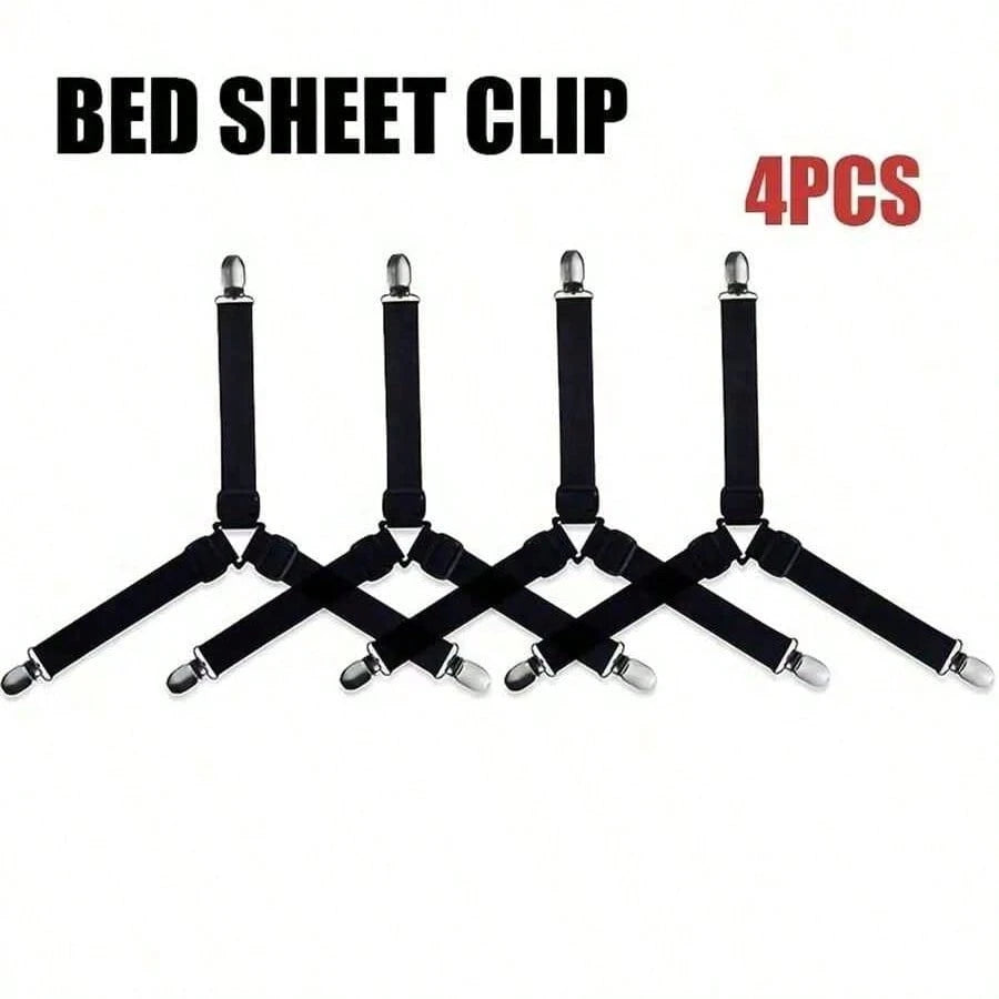 4pcs Triangle Adjustable Elastic Bed Sheet Clips, Sofa Bed Sheet Fasteners, Tablecloth Clips, Non-Slip Bed Sheet Holders