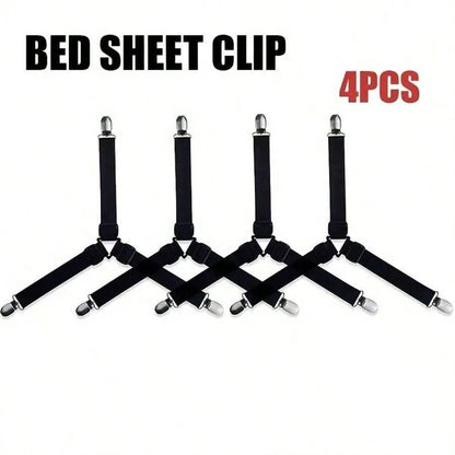 4pcs Triangle Adjustable Elastic Bed Sheet Clips, Sofa Bed Sheet Fasteners, Tablecloth Clips, Non-Slip Bed Sheet Holders