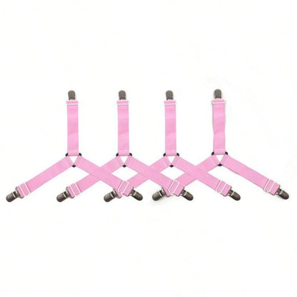 4pcs Triangle Adjustable Elastic Bed Sheet Clips, Sofa Bed Sheet Fasteners, Tablecloth Clips, Non-Slip Bed Sheet Holders