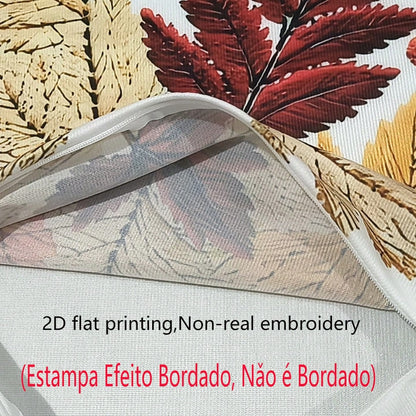 4pcs Vintage Autumn Maple Leaf & Floral Pillow Covers, American Country Brown Tone Autumn Leaves & Berry Floral Print Pattern, Single-Sided 2D Flat Printing, Non-3D Real Embroidery, 45x45cm (18x18in)