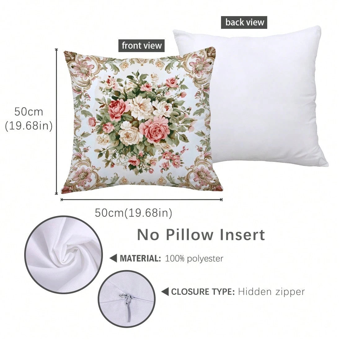4pcs Vintage Pink & White Rose Floral Cushion Cover Set, Single-Sided Printed Peach Velvet Material, 45*45/40*40/50*50CM Pillow Case Suitable For Modern Minimalist Sofa Living Room Decor, Gift, Party