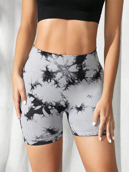 4pcs Women Seamless Tie-Dye Yoga Shorts, Versatile For Outdoor Climbing, Daily Wear, Gym, Workout, Sports Summer