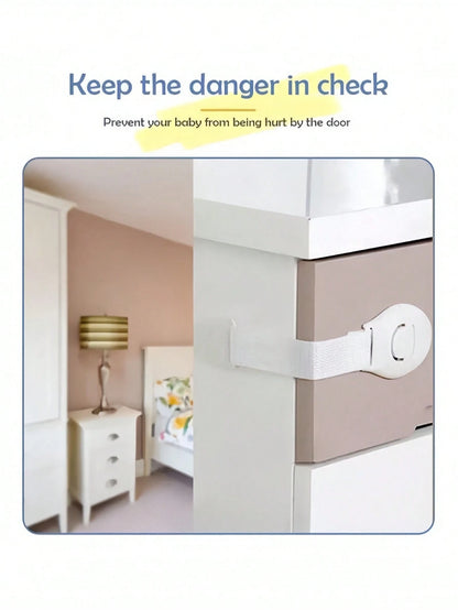 5/10/20pcs White Child Safety Cabinet Locks, Baby Proofing Drawer Door Cabinet Locks, Anti-Pinch Fabric Strap Baby Safety Locks