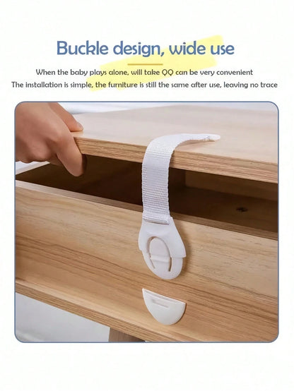 5/10/20pcs White Child Safety Cabinet Locks, Baby Proofing Drawer Door Cabinet Locks, Anti-Pinch Fabric Strap Baby Safety Locks
