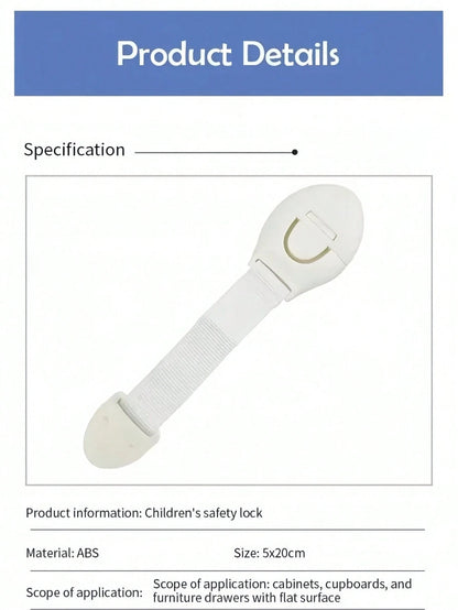 5/10/20pcs White Child Safety Cabinet Locks, Baby Proofing Drawer Door Cabinet Locks, Anti-Pinch Fabric Strap Baby Safety Locks