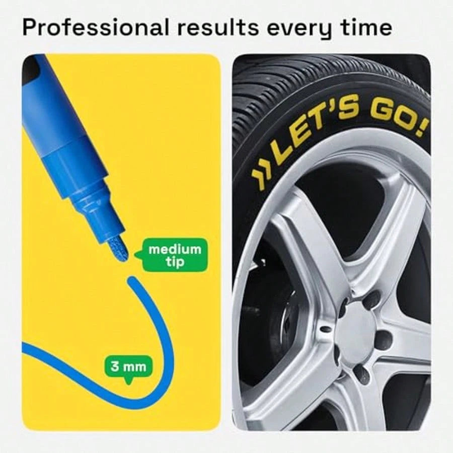 5 Oil-Based Permanent Paint Markers- Medium Tip Markers For Tire, Wood, Rock, Fabric, Glass, Ceramic, Metal, Plastic And More- Quick Dry, Waterproof, Multicolor