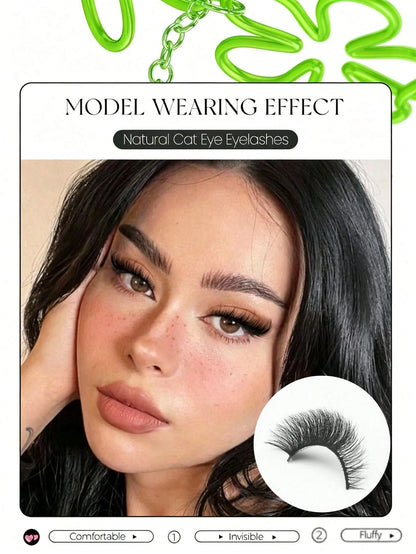 5 Pairs Cat Eye False Eyelashes, Faux Mink Strip Lashes, Natural Soft Long Black Thin Band Lashes, Fan-Shaped Lifted Tip Design, Perfectly Lengthen And Lift Eye Shape, Lightweight Comfortable Reusable