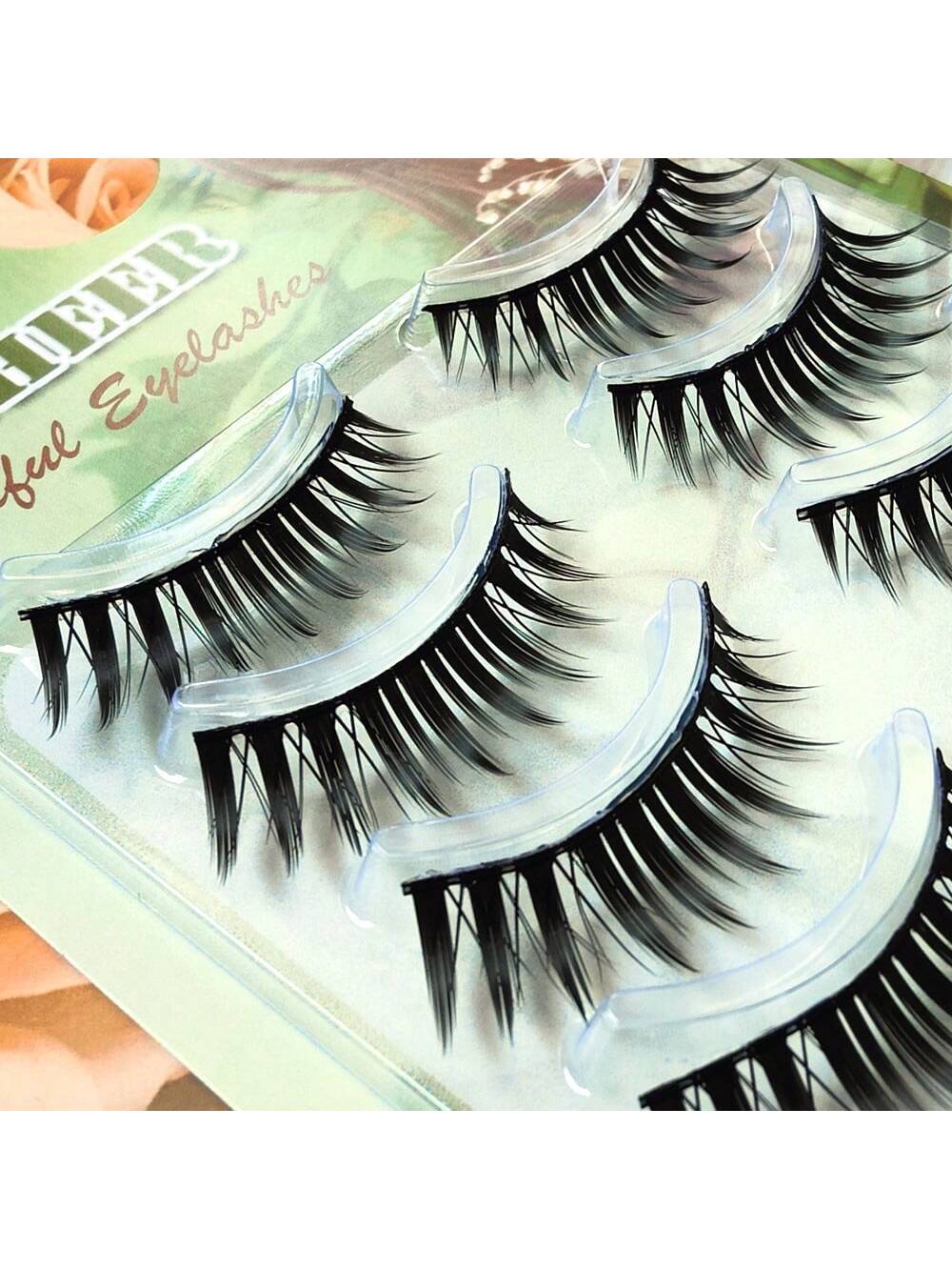 5 Pairs Of Densely Realistic & Lively Faux Eyelashes, Black Stiff Hard Lashes That Can Support Double Eyelids, Natural & Idol Fan-Favorite One-Piece Eyelash Extension With Longer Ends, 1 Box Of 5 Pair