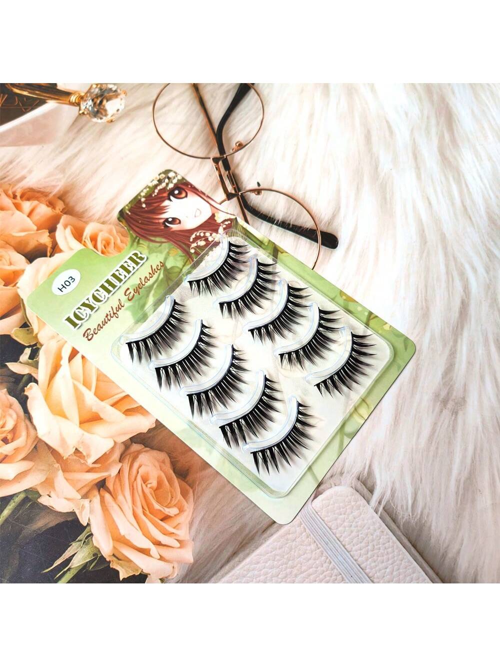 5 Pairs Of Densely Realistic & Lively Faux Eyelashes, Black Stiff Hard Lashes That Can Support Double Eyelids, Natural & Idol Fan-Favorite One-Piece Eyelash Extension With Longer Ends, 1 Box Of 5 Pair