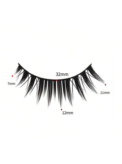 5 Pairs Of Densely Realistic & Lively Faux Eyelashes, Black Stiff Hard Lashes That Can Support Double Eyelids, Natural & Idol Fan-Favorite One-Piece Eyelash Extension With Longer Ends, 1 Box Of 5 Pair