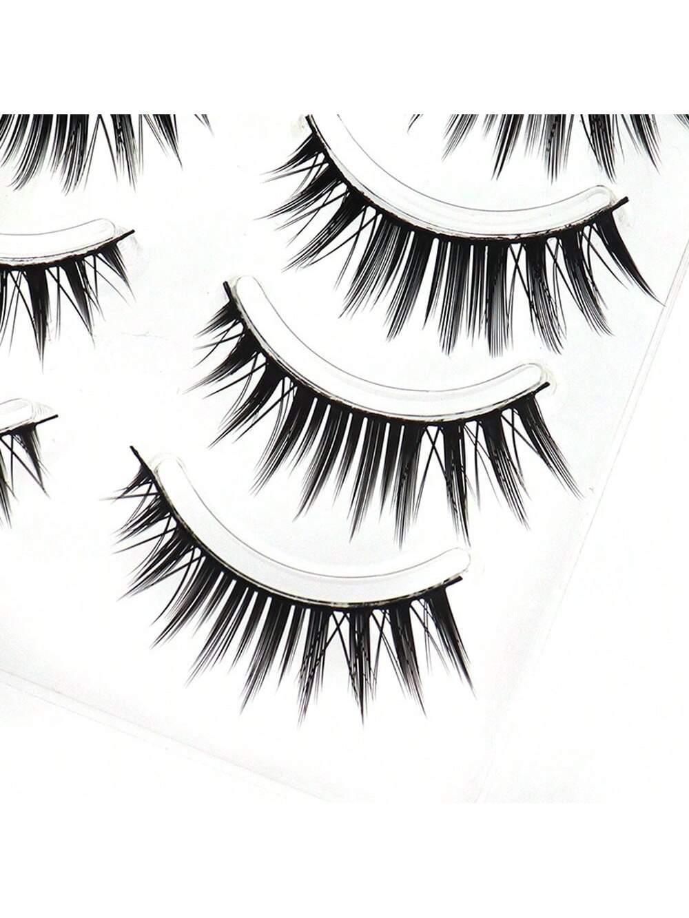 5 Pairs Of Densely Realistic & Lively Faux Eyelashes, Black Stiff Hard Lashes That Can Support Double Eyelids, Natural & Idol Fan-Favorite One-Piece Eyelash Extension With Longer Ends, 1 Box Of 5 Pair