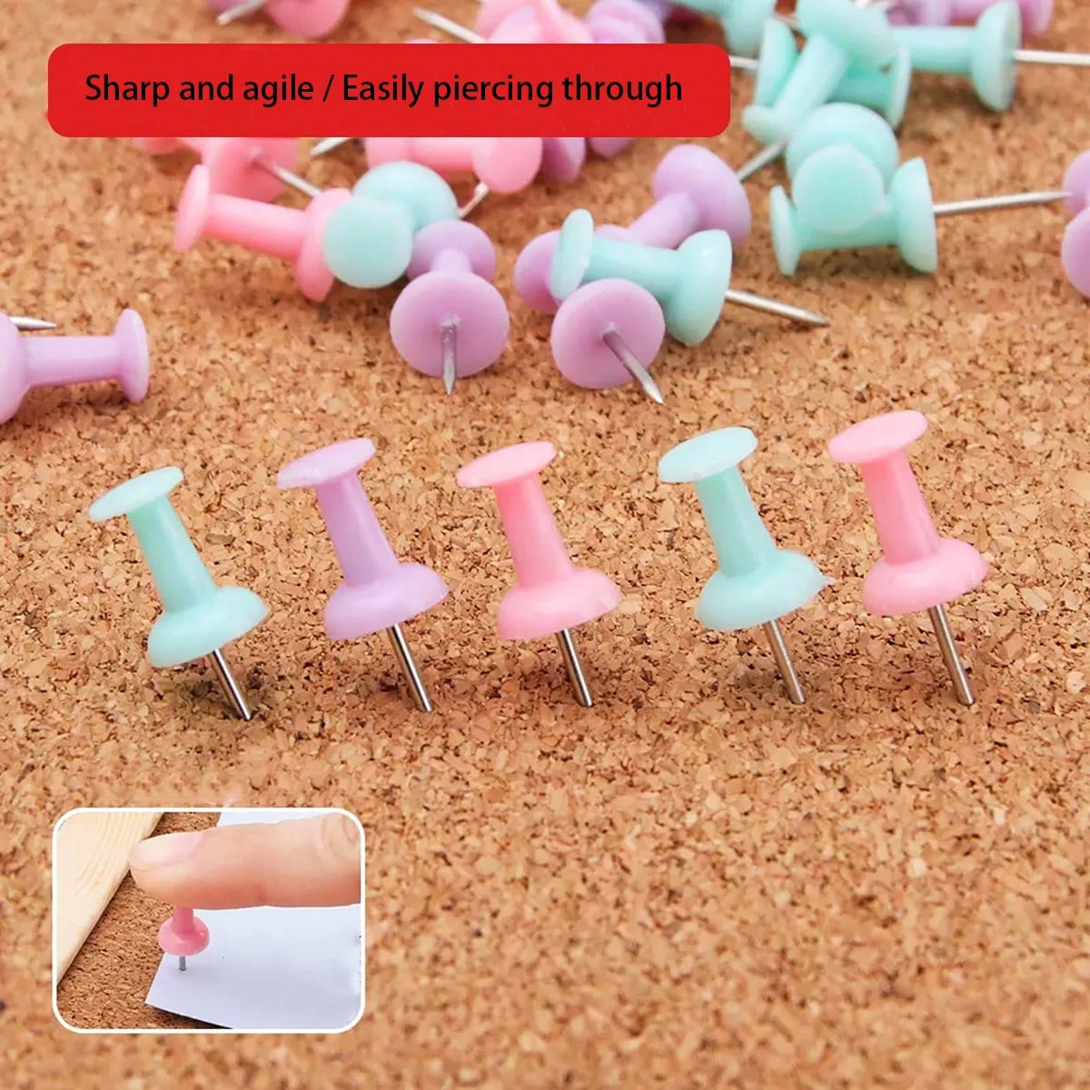 50/100pcs Colorful Drawing Pins, Simple Multipurpose Thumbtacks, Suitable For School, Office, Photo Fixing (Random Color)