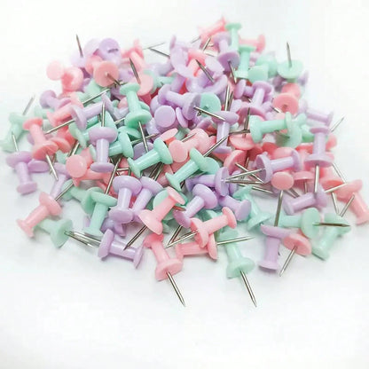 50/100pcs Colorful Drawing Pins, Simple Multipurpose Thumbtacks, Suitable For School, Office, Photo Fixing (Random Color)