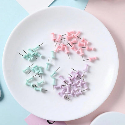 50/100pcs Colorful Drawing Pins, Simple Multipurpose Thumbtacks, Suitable For School, Office, Photo Fixing (Random Color)