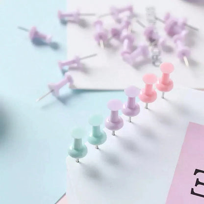 50/100pcs Colorful Drawing Pins, Simple Multipurpose Thumbtacks, Suitable For School, Office, Photo Fixing (Random Color)