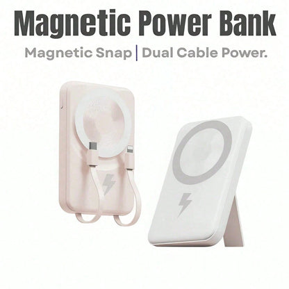 5000mAh Magnetic Wireless Power Bank 15W Wireless Charge 20W Quick Charging Magnetic Force Phone Charger Works With 12 13 14 15 Pro Max Mini Compact Lightweight Power Bank For Camping Adventures Back
