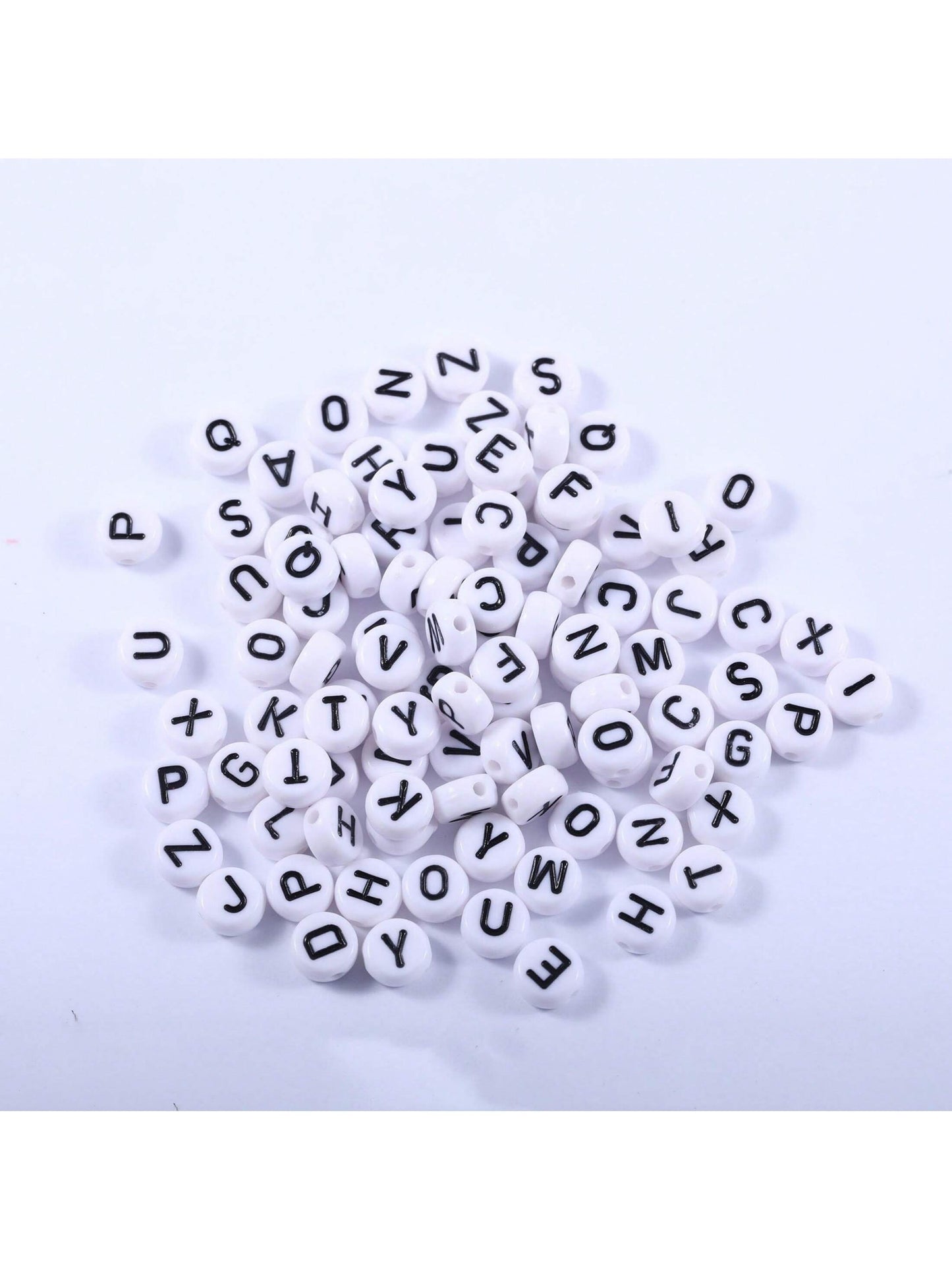 500pcs/1000pcs/1500pcs/2000pcs White Round Acrylic Black Letter Beads, Mixed A-Z Loose Beads For DIY Bracelets, Necklaces, Keychains, Jewelry Making Crafts