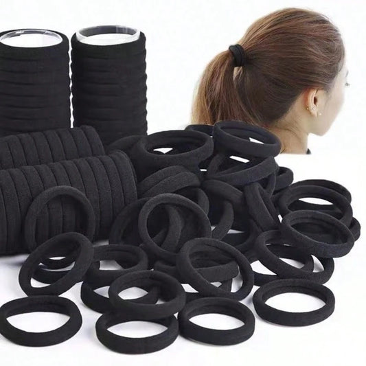 500pcs 4cm Black Rubber Band, Polyester Fiber (Polyester) Seamless High Elasticity Headband (Available In 1pc, 10pcs, 50pcs, 100pcs, 200pcs) Back To School Hair Accessories