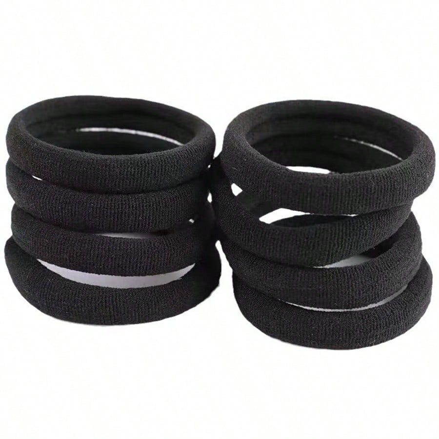 500pcs 4cm Black Rubber Band, Polyester Fiber (Polyester) Seamless High Elasticity Headband (Available In 1pc, 10pcs, 50pcs, 100pcs, 200pcs) Back To School Hair Accessories